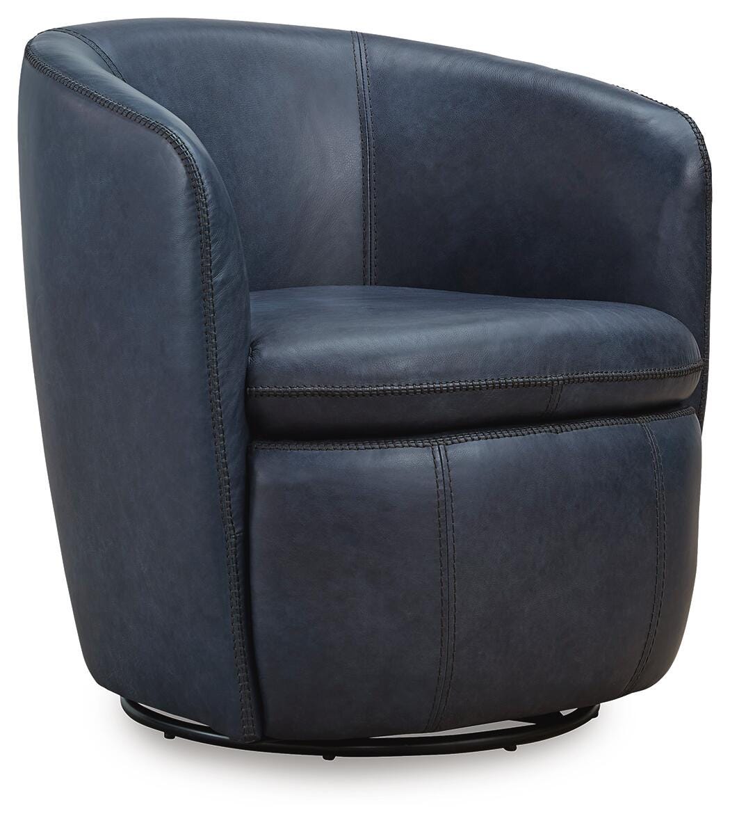 Kierreys Swivel Accent Chair - Blue (1)