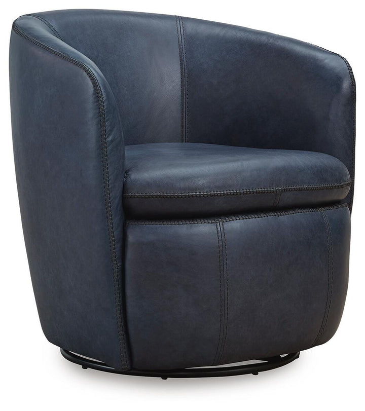 Kierreys Swivel Accent Chair - Blue (1)