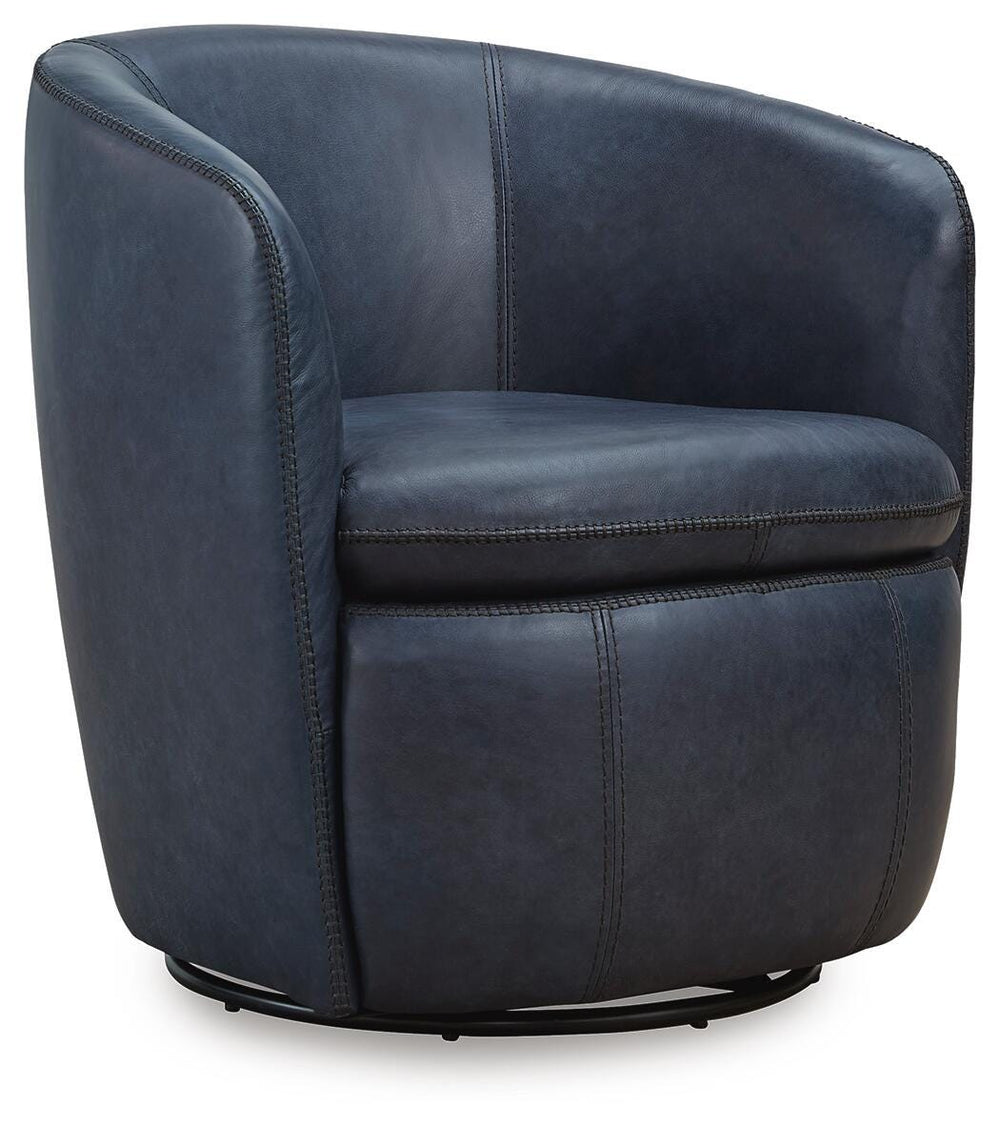 Kierreys Swivel Accent Chair - Blue (1)