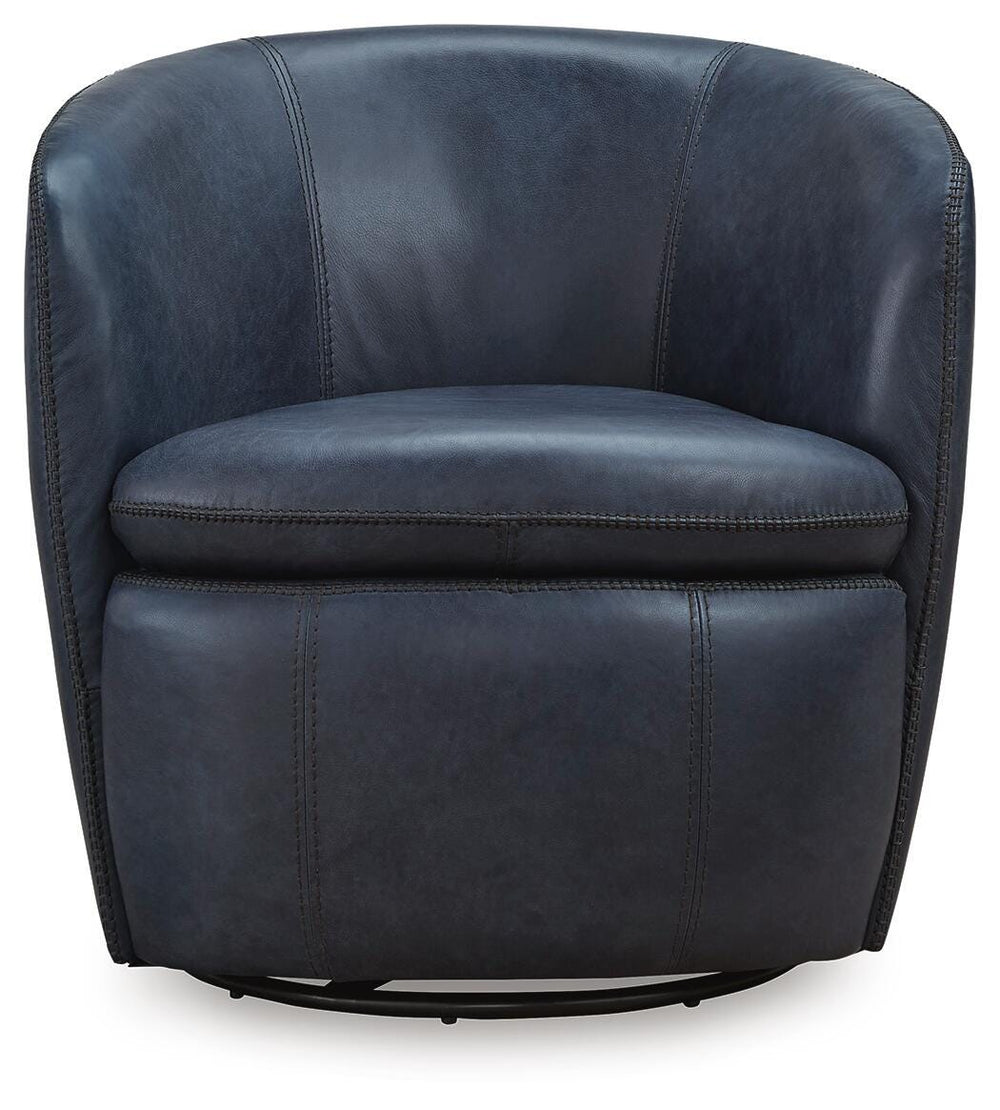 Kierreys Swivel Accent Chair - Blue (3)