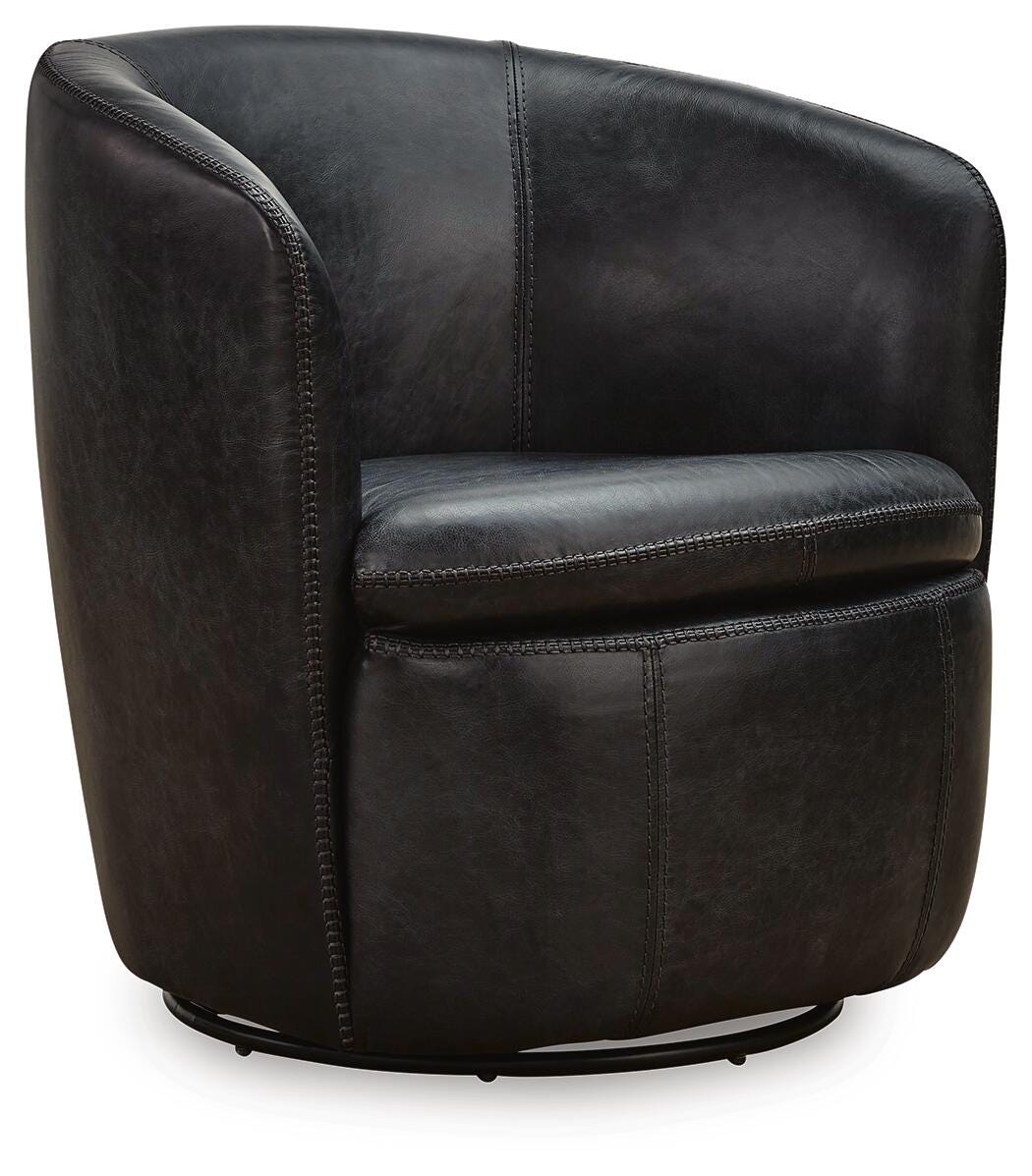 Kierreys Swivel Accent Chair - Black (1)