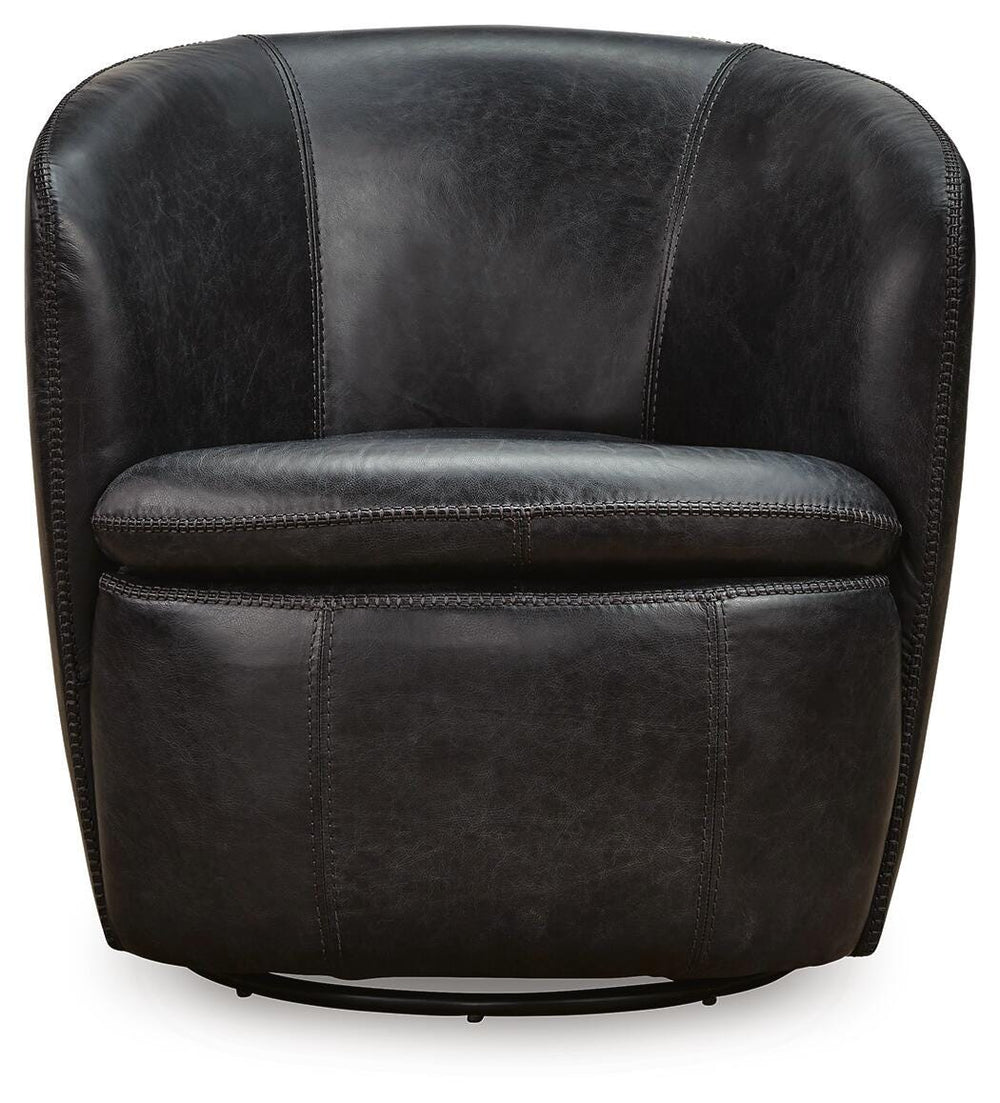 Kierreys Swivel Accent Chair - Black (3)