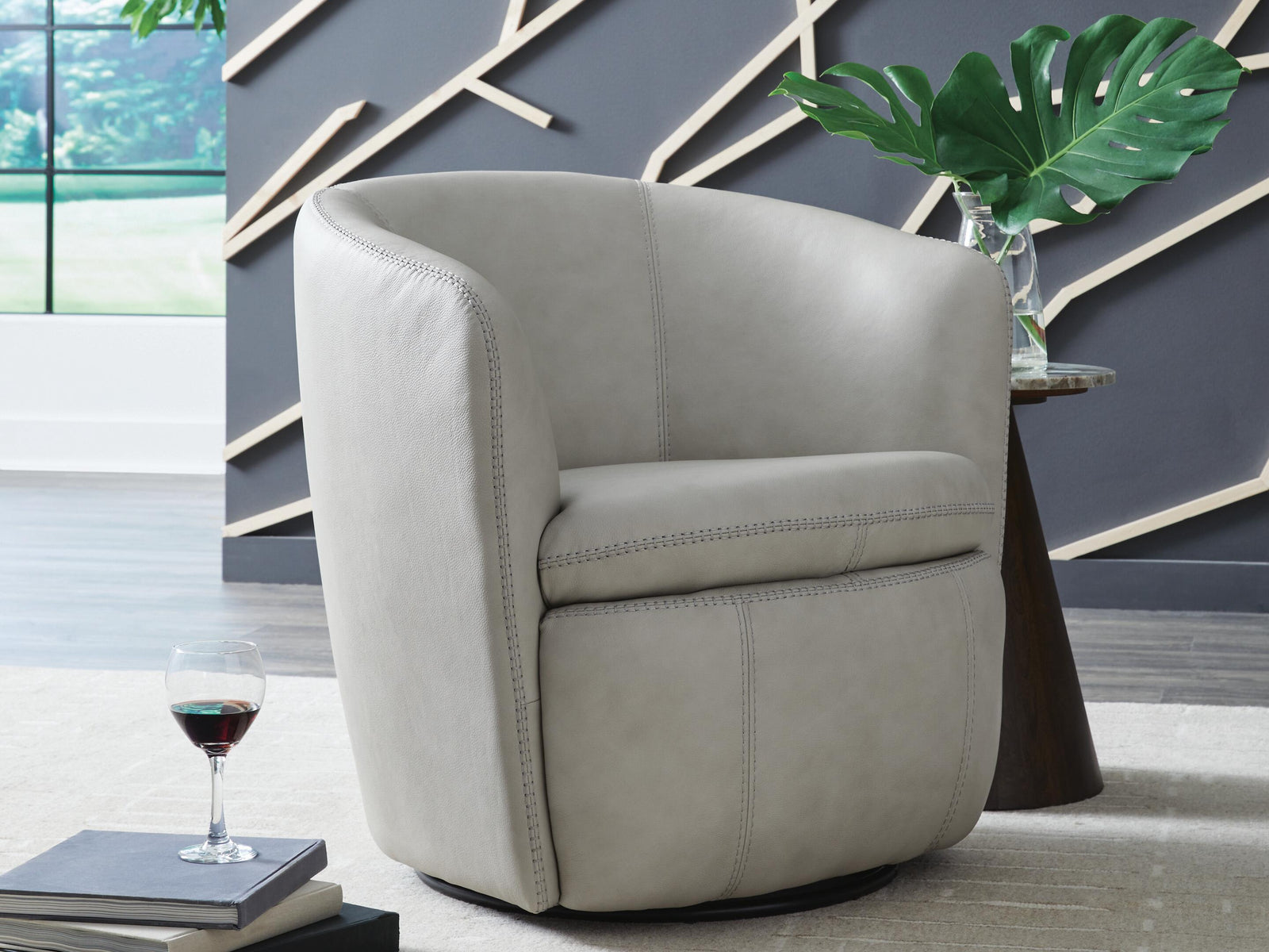 Kierreys Swivel Accent Chair - Beige (2)
