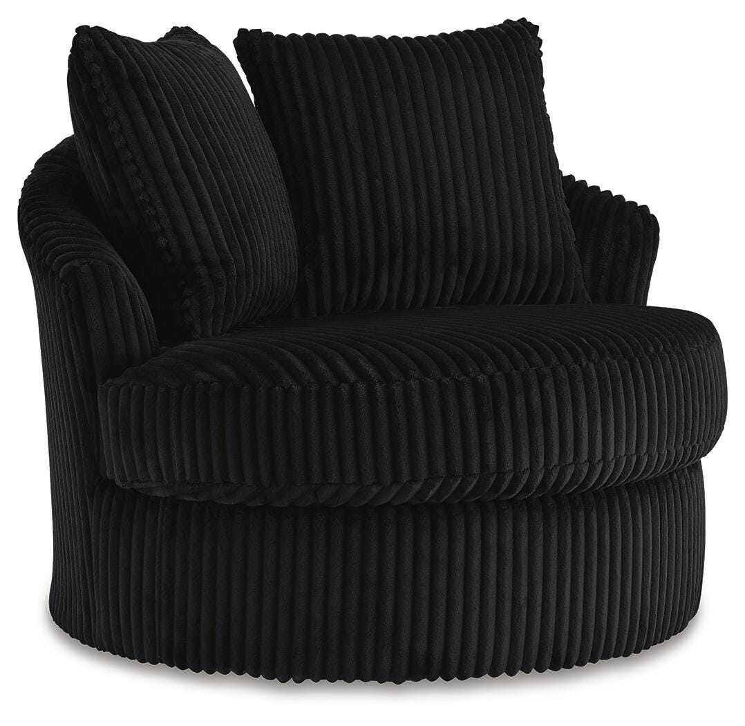 Gramwell Swivel Accent Chair - Black (1)