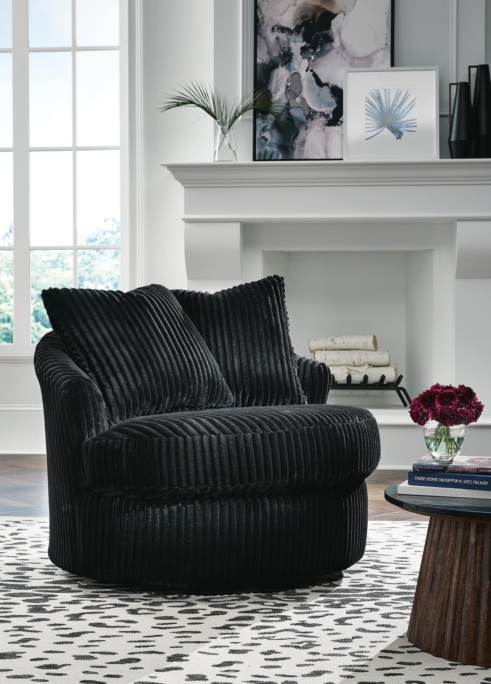 Gramwell Swivel Accent Chair - Black (2)