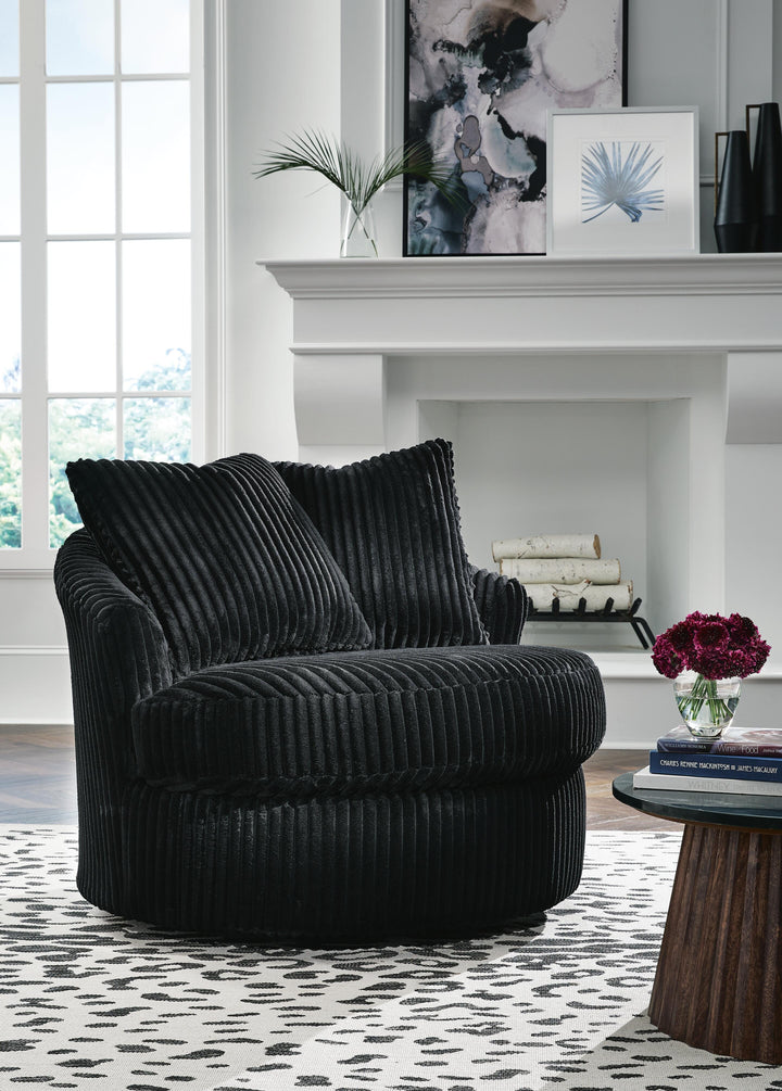 Gramwell Swivel Accent Chair - Black (2)