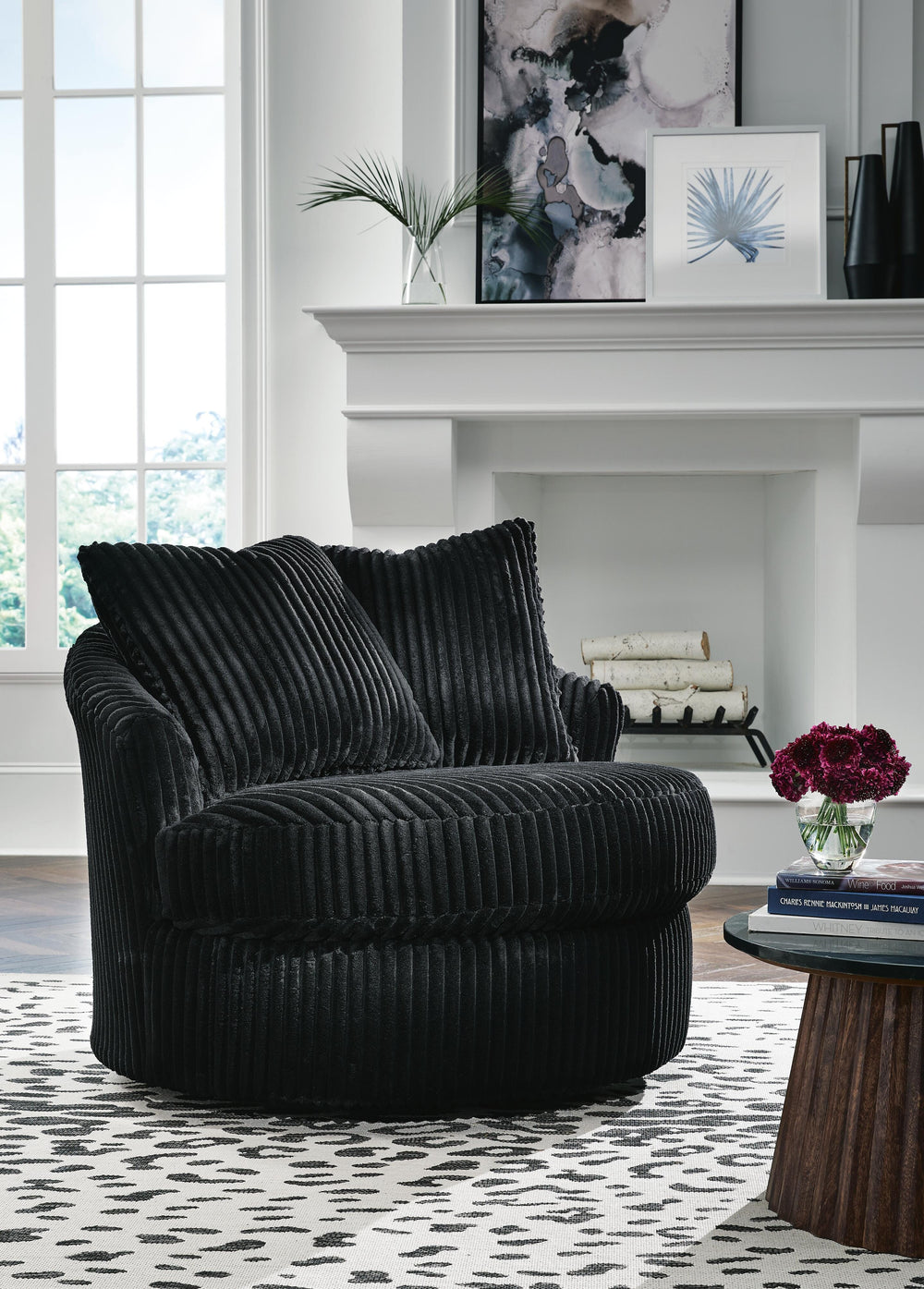 Gramwell Swivel Accent Chair - Black (2)