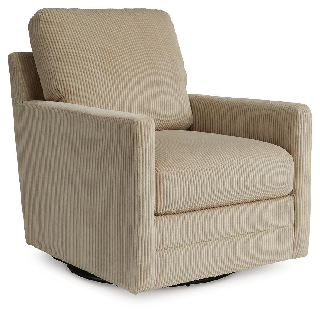 Icaman Swivel Accent Chair - Beige (1)