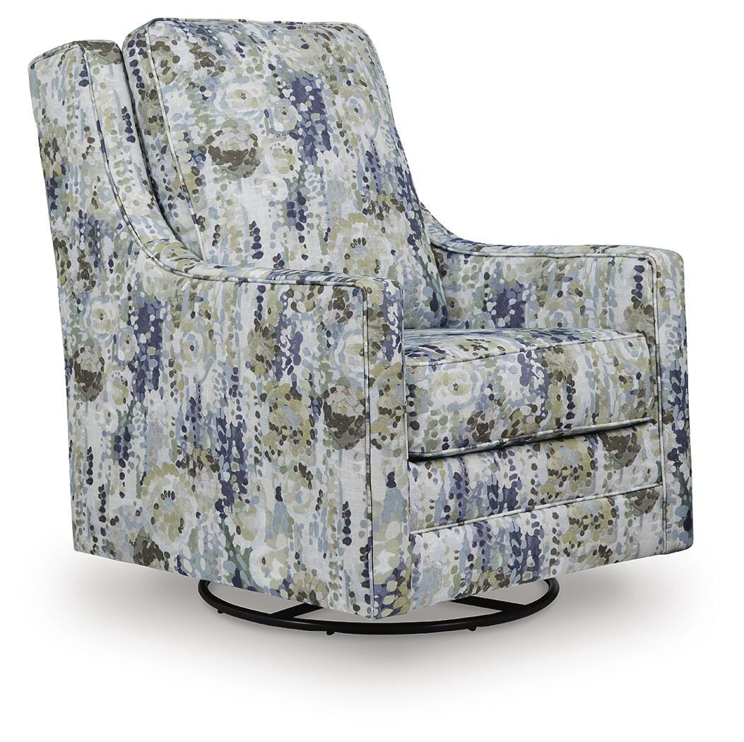 Dustinford Swivel Glider Accent Chair - Blue (1)