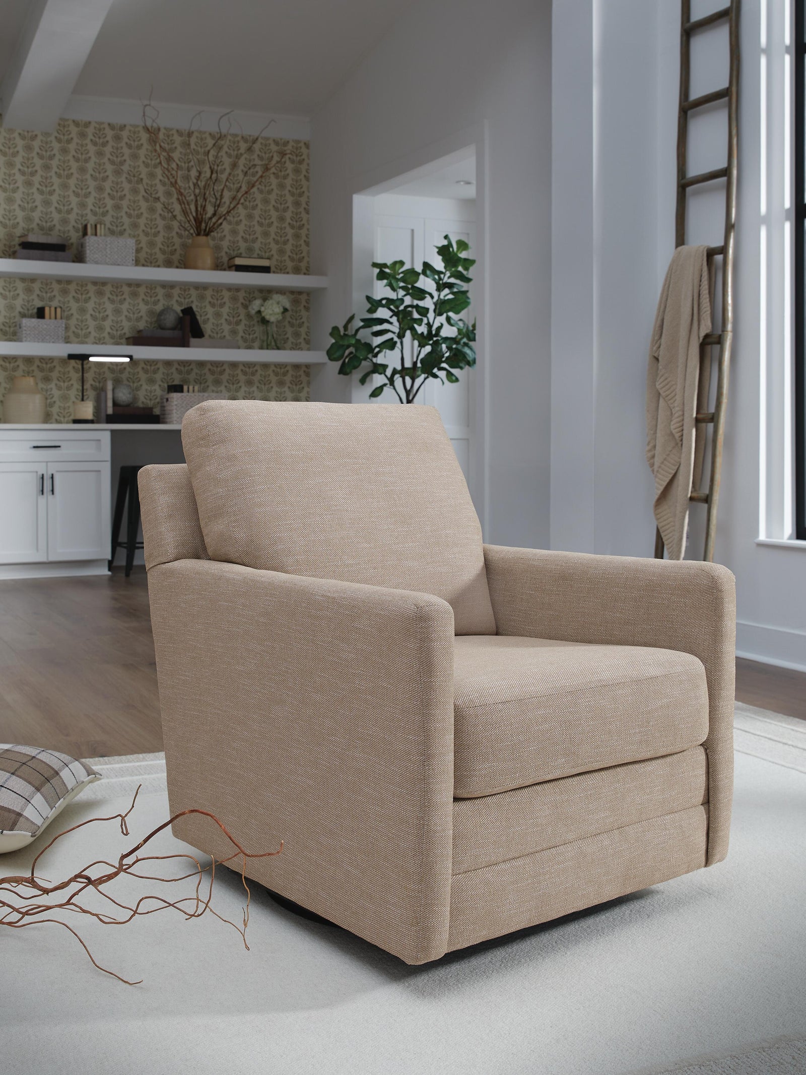 Freybourne Next-Gen Nuvella Swivel Accent Chair - Beige (2)
