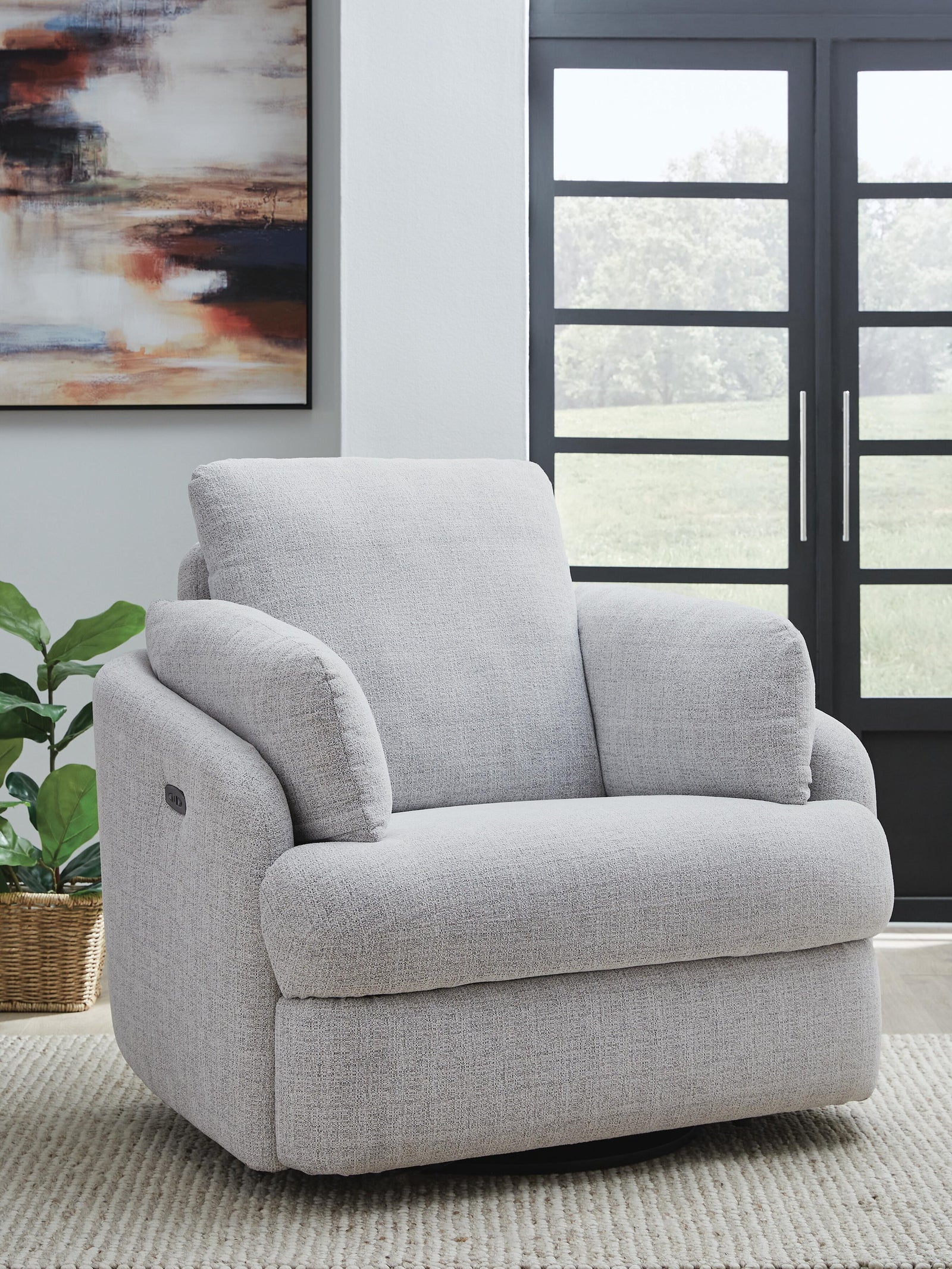 Alainmont Next-Gen Nuvella Swivel Power Recliner - Gray (2)