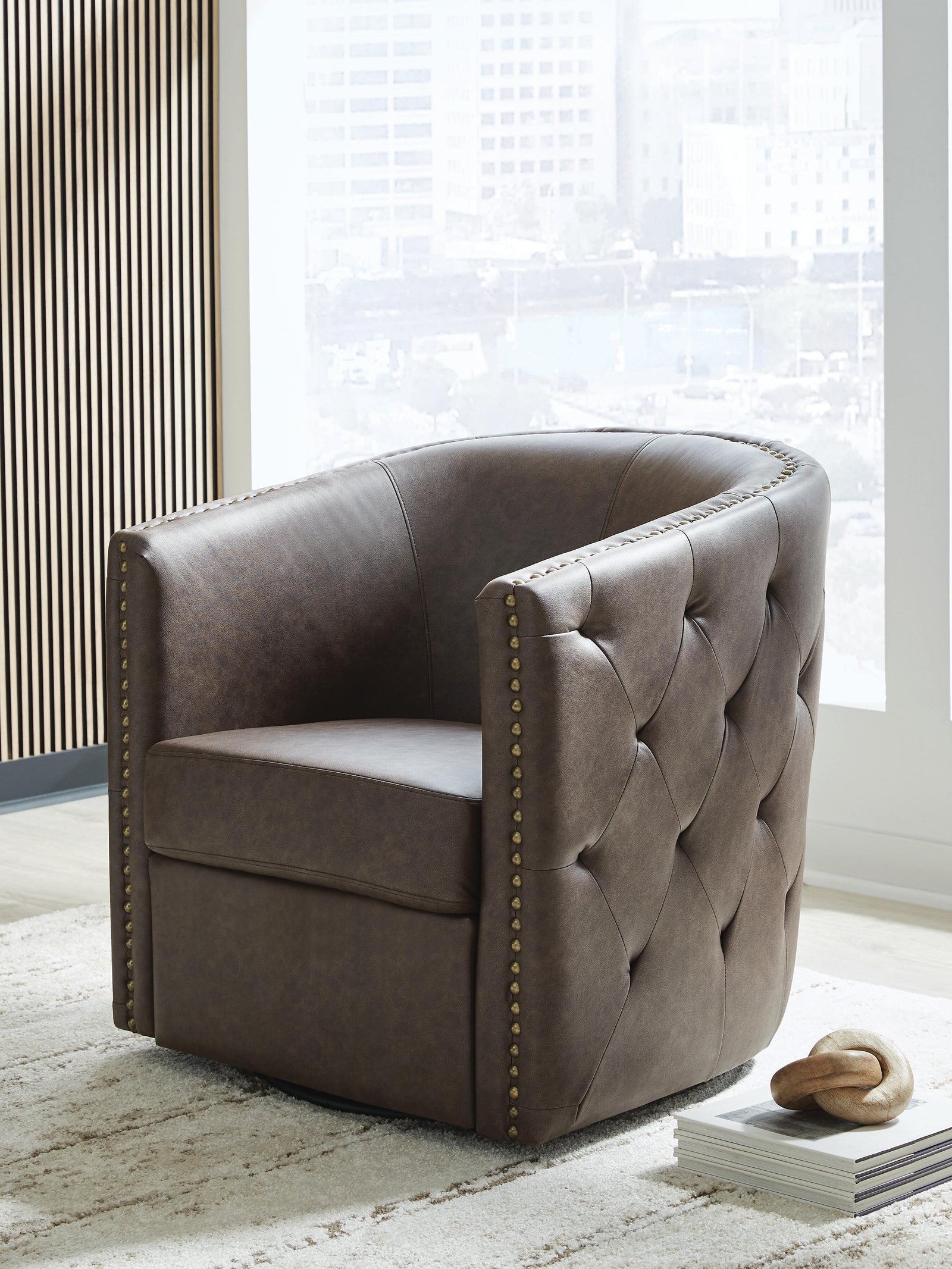 Brentlow Swivel Accent Chair - Dark Brown (2)