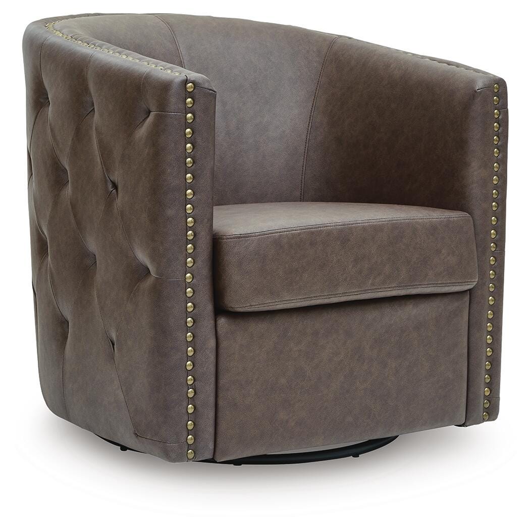 Brentlow Swivel Accent Chair - Dark Brown (1)
