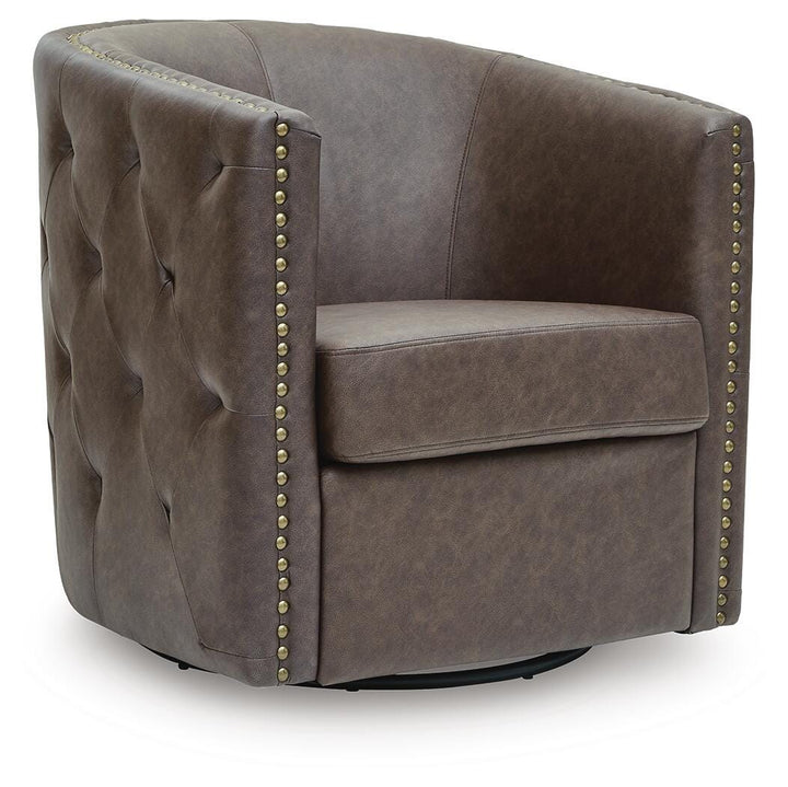 Brentlow Swivel Accent Chair - Dark Brown (1)