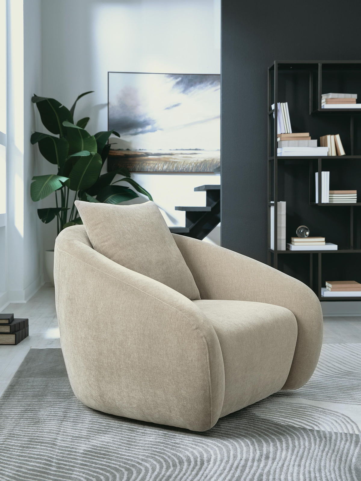 Yahya Swivel Accent Chair - Pebble (2)