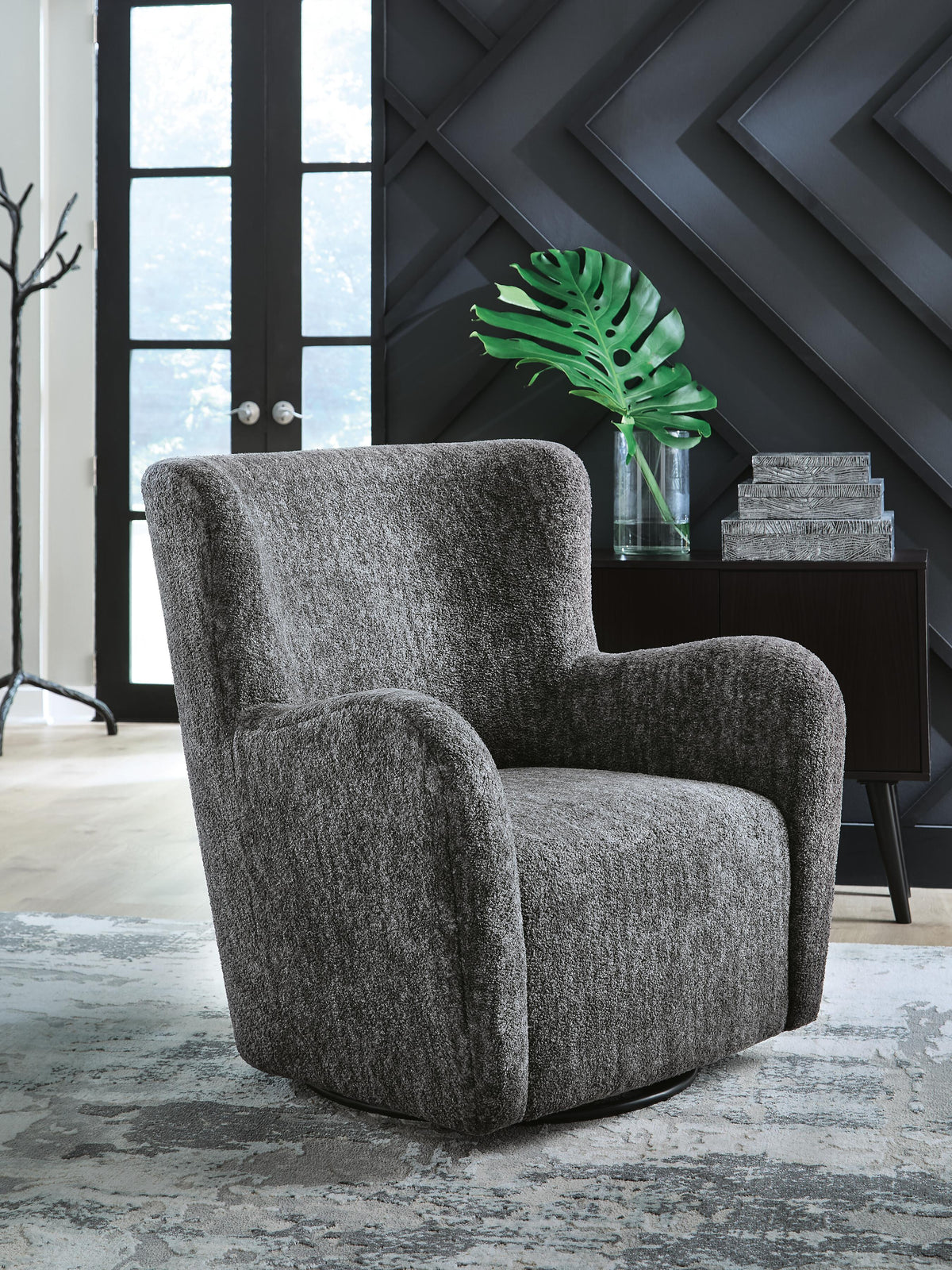 Rowenburg Swivel Glider Accent Chair - Heather Charcoal (2)