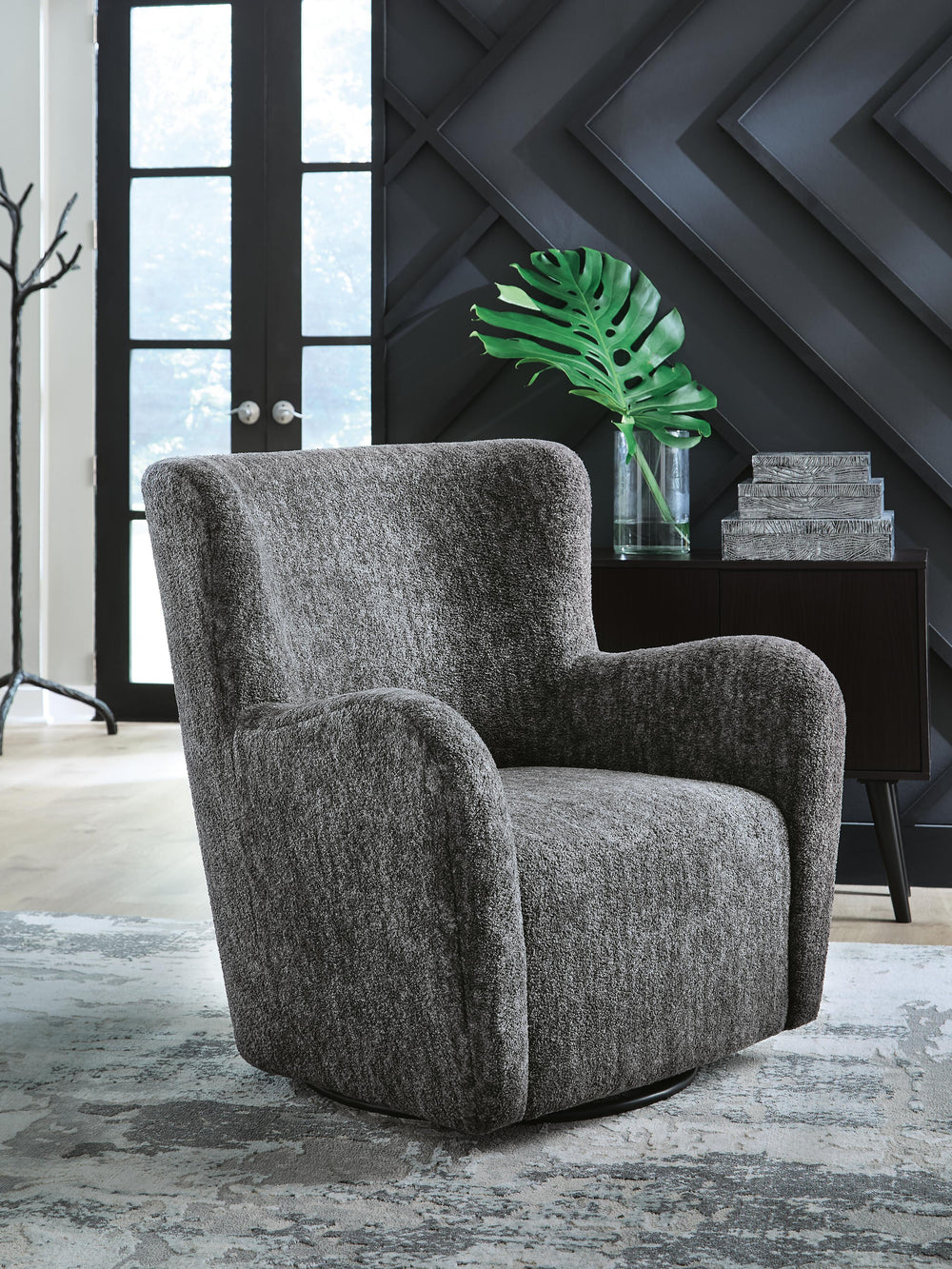 Rowenburg Swivel Glider Accent Chair - Heather Charcoal (2)