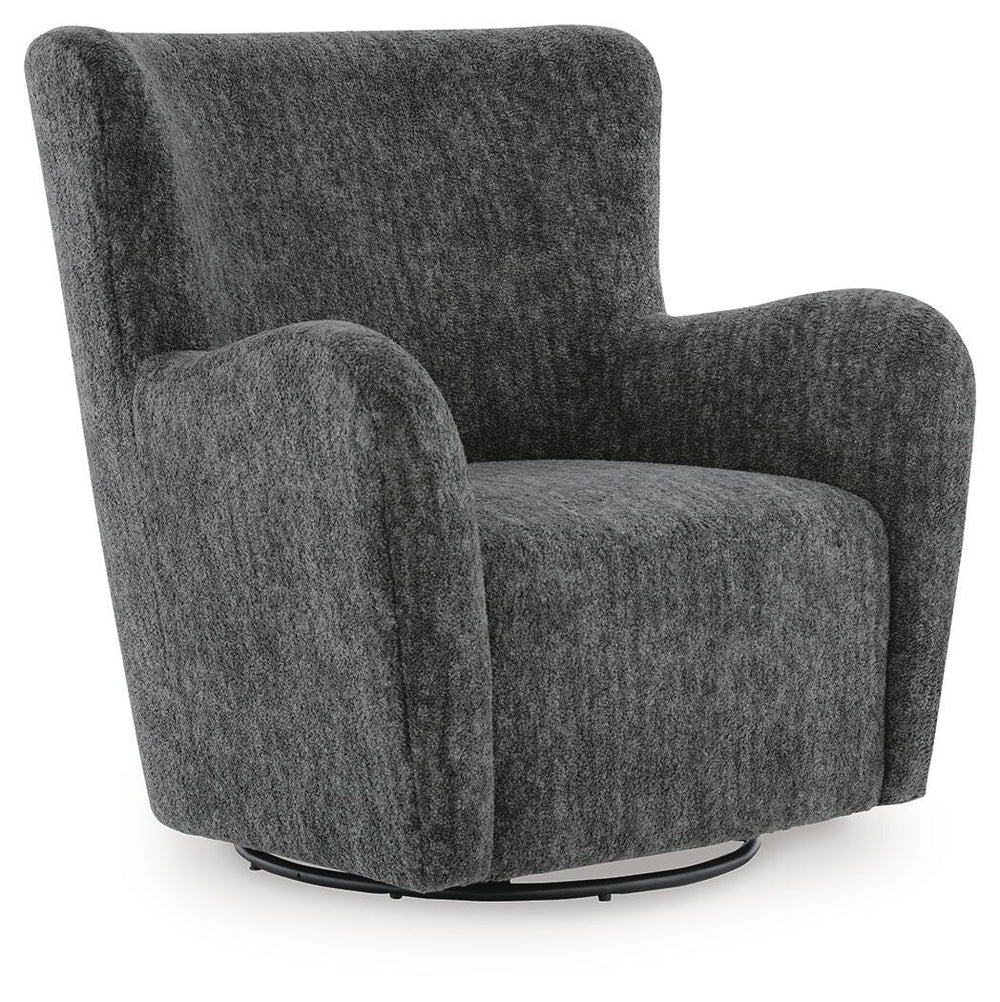 Rowenburg Swivel Glider Accent Chair - Heather Charcoal (1)
