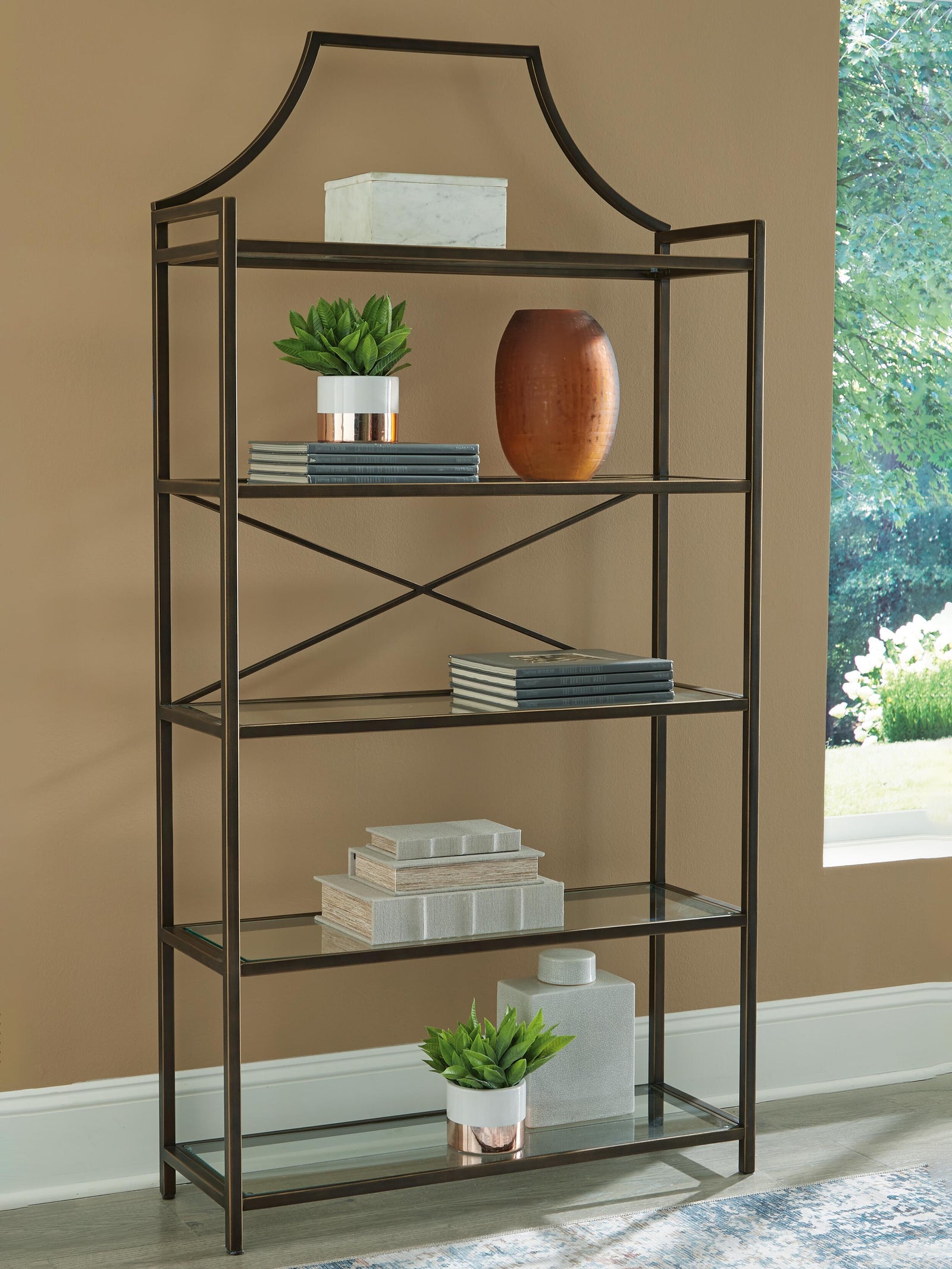 Bernonly 72" Bookcase - Bronze (2)