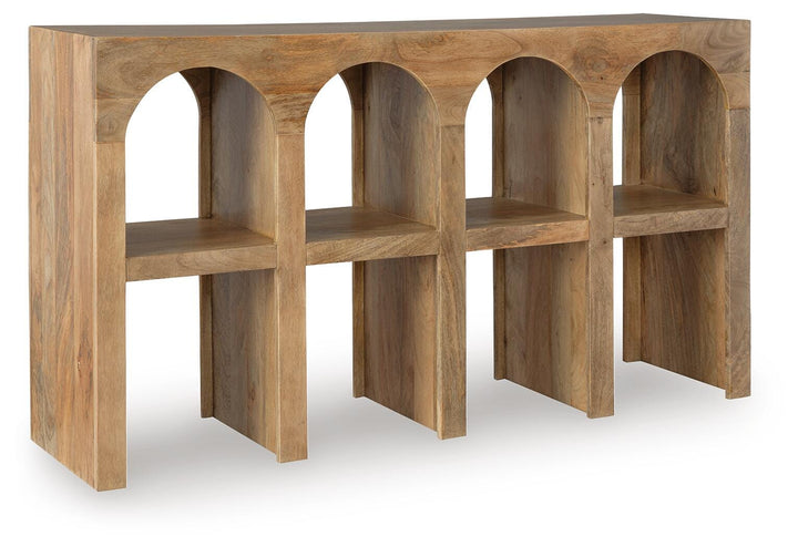 Luzmanacy Console Sofa Table - Light Brown (1)