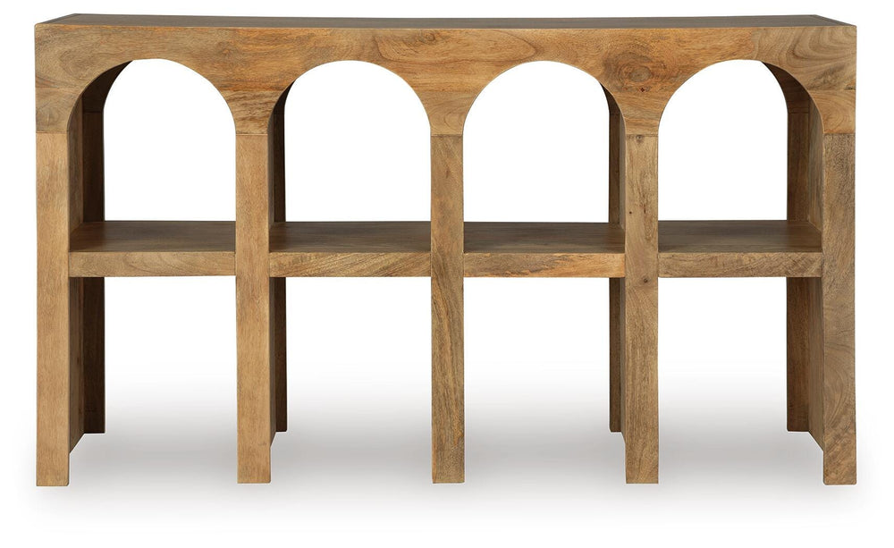 Luzmanacy Console Sofa Table - Light Brown (3)