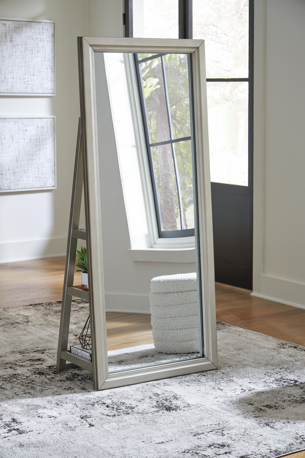 Evesen Floor Standing Mirror/Storage - Beige (5)