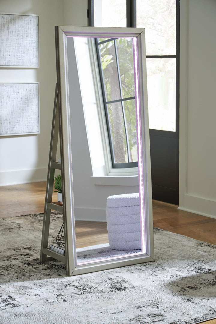 Evesen Floor Standing Mirror/Storage - Beige (15)