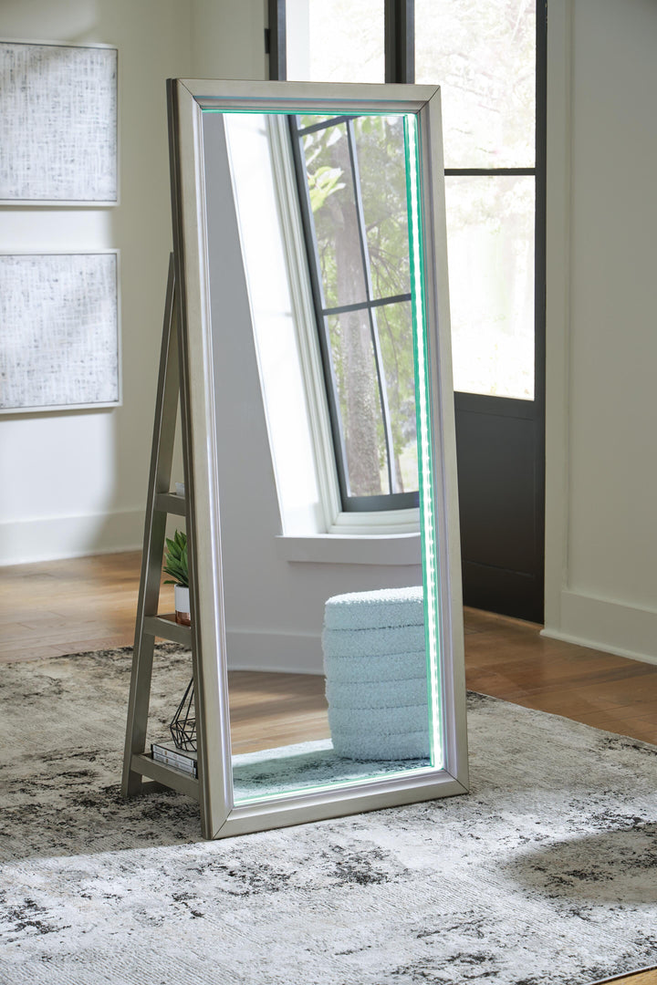 Evesen Floor Standing Mirror/Storage - Beige (18)