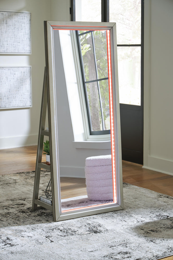 Evesen Floor Standing Mirror/Storage - Beige (21)