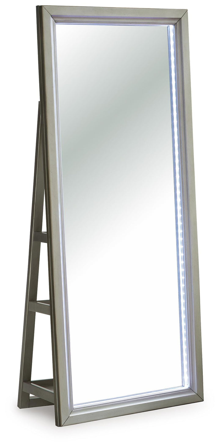 Evesen Floor Standing Mirror/Storage - Beige (23)