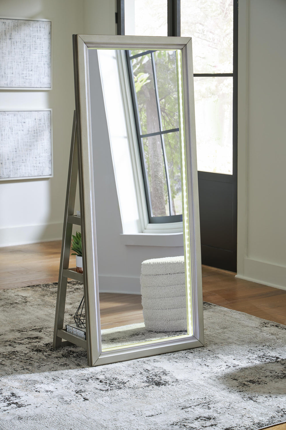 Evesen Floor Standing Mirror/Storage - Beige (27)
