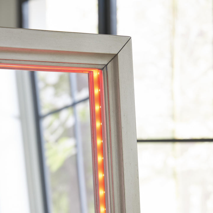 Evesen Floor Standing Mirror/Storage - Beige (22)