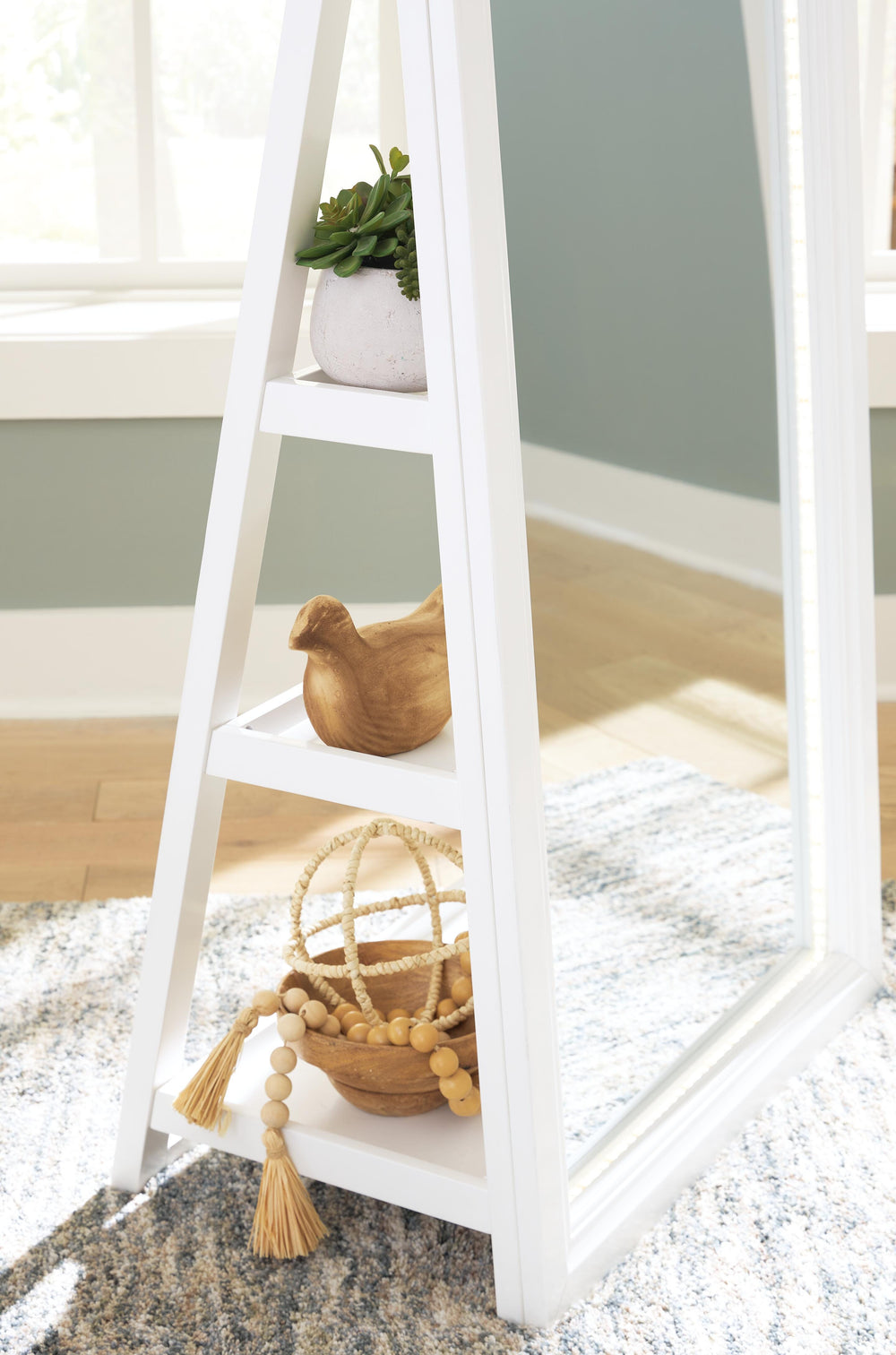 Evesen Floor Standing Mirror/Storage - White (6)
