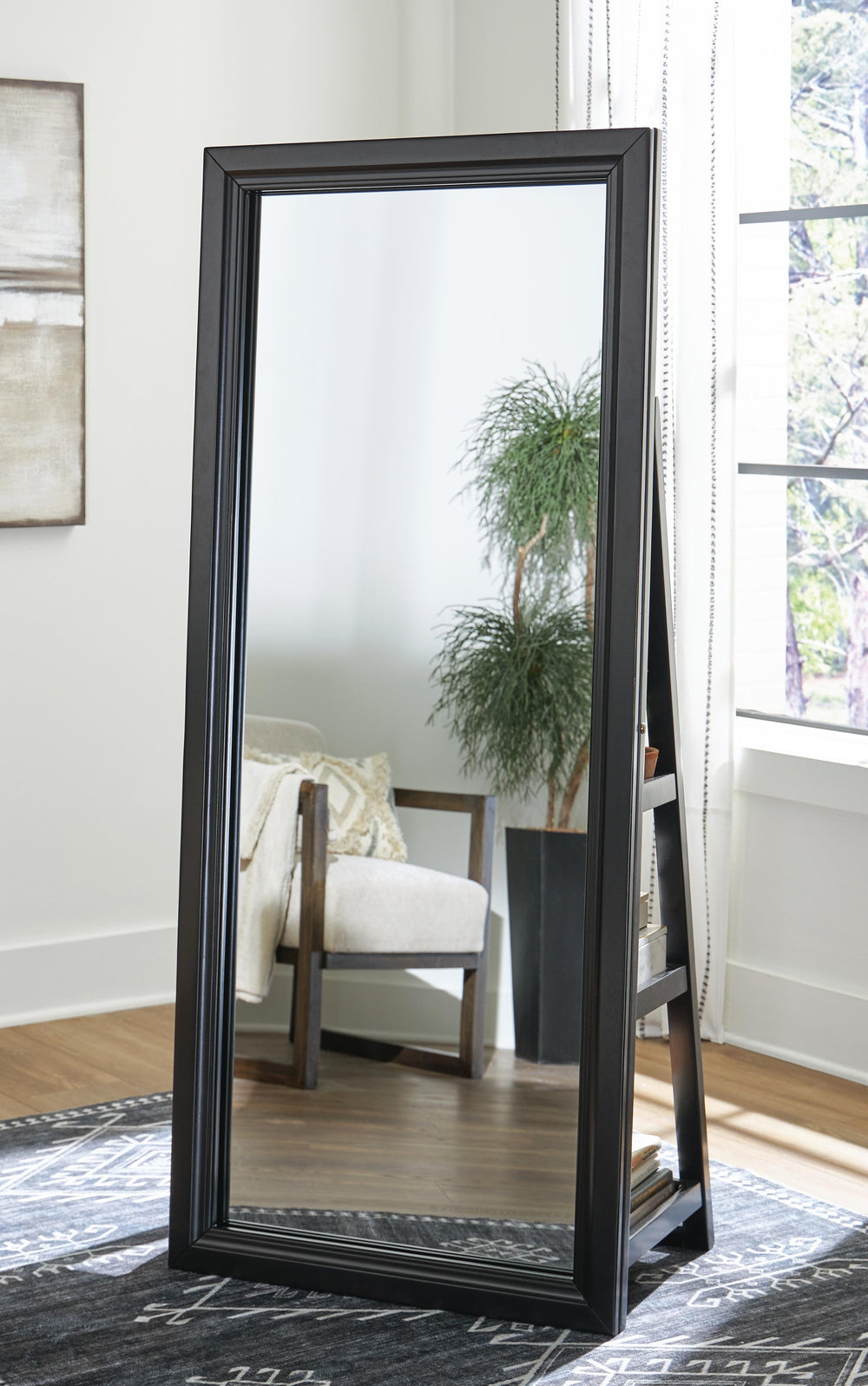 Evesen Floor Standing Mirror/Storage - Black (5)