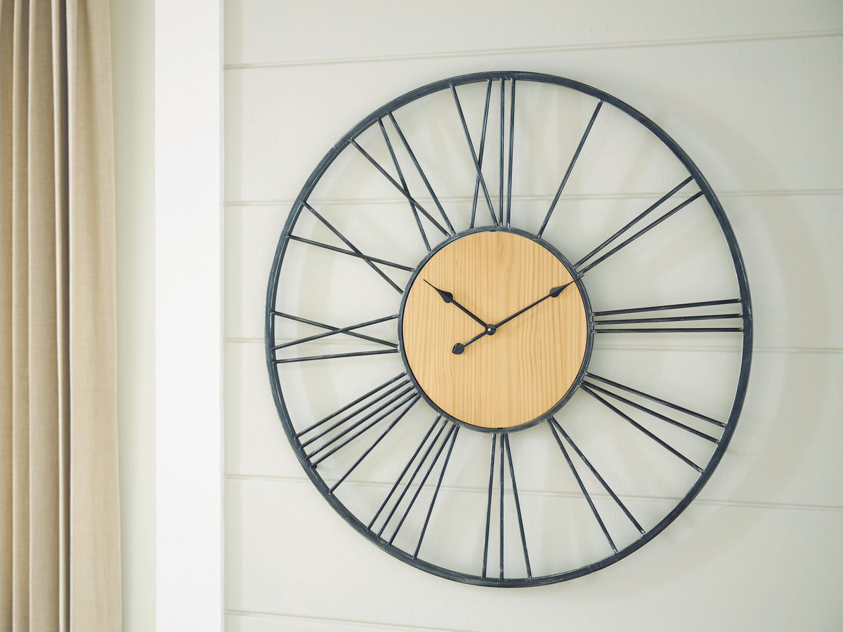 Brockett Wall Clock - Black/Natural (2)