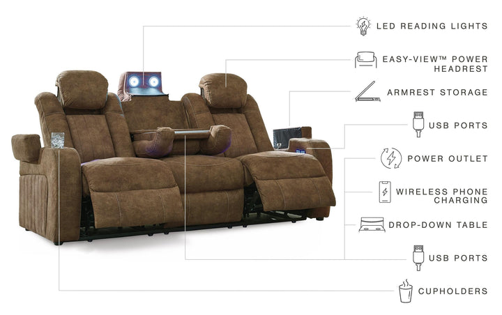 Wolfridge Power Reclining Sofa - Dark Brown (5)