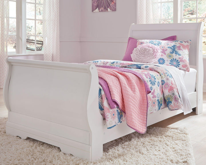 Anarasia Twin Sleigh Bed - White (2)