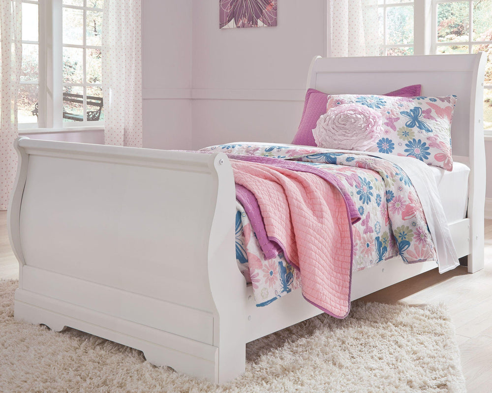 Anarasia Twin Sleigh Bed - White (2)