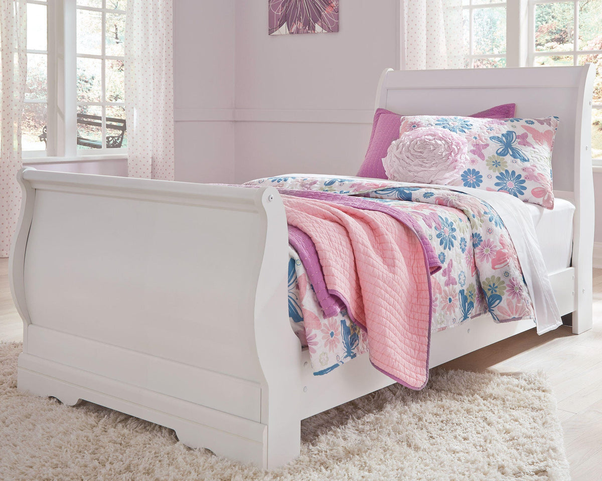 Anarasia Twin Sleigh Bed - White (2)