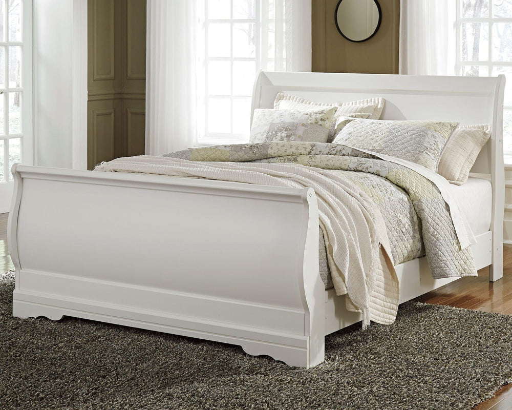 Anarasia Queen Sleigh Bed with Chest of Drawers and Nightstand - White (9)