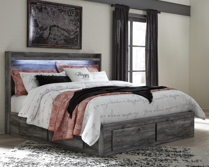 Baystorm King Panel Bed with 4 Storage Drawers - Gray (2)