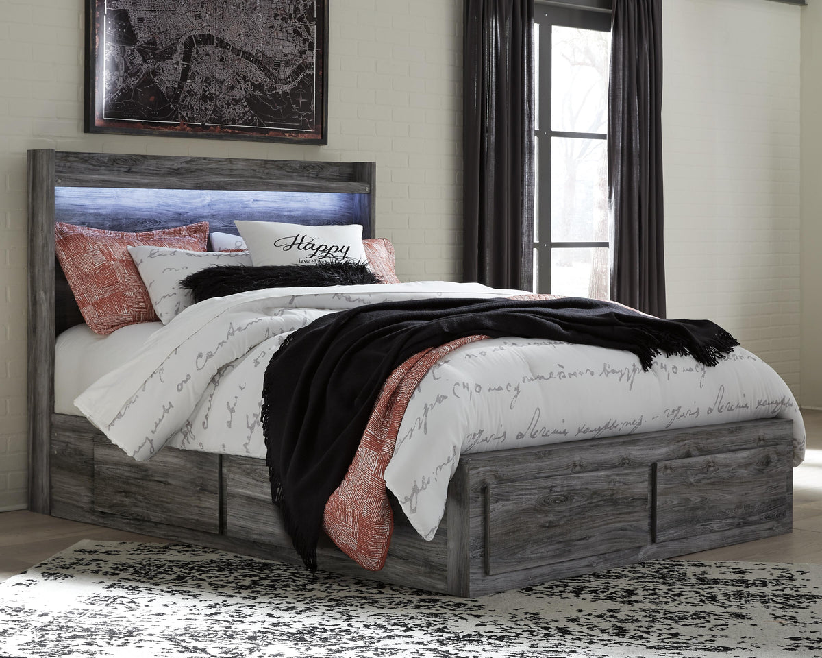 Baystorm Queen Panel Bed with 4 Storage Drawers - Gray (2)