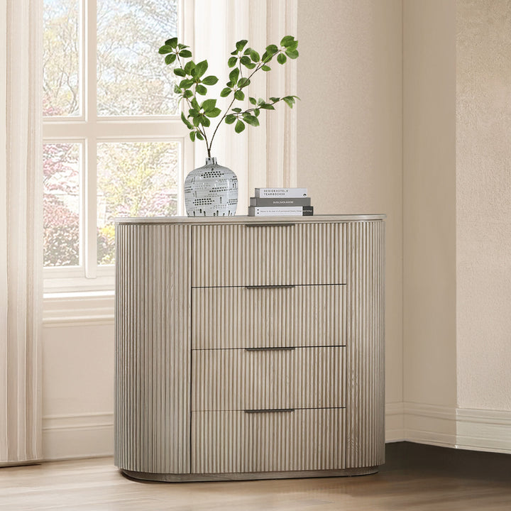 Acme Furniture Leanna Chest in light oak with reeded detailing and spacious drawer storage
