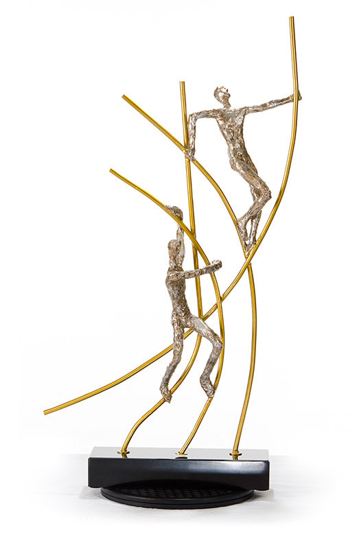 SZ0238 Modern Bronze Acrobats-Poles Sculpture - View 3