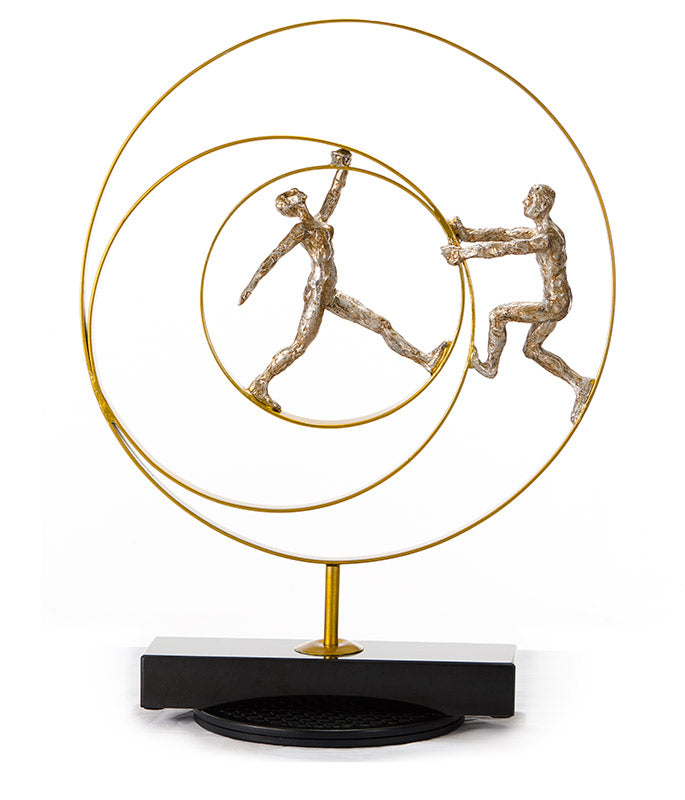 SZ0240 Modern Bronze Acrobats-Rings Sculpture