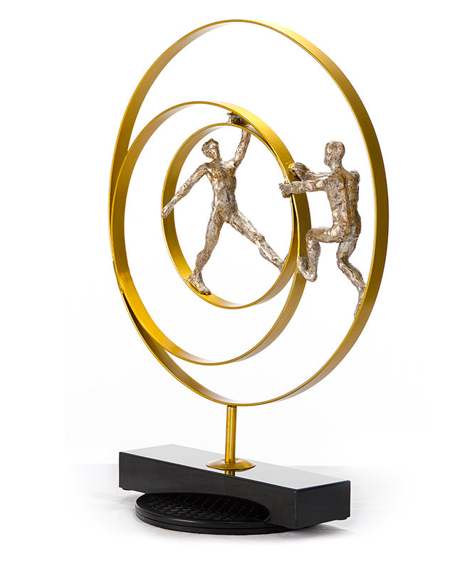 SZ0240 Modern Bronze Acrobats-Rings Sculpture