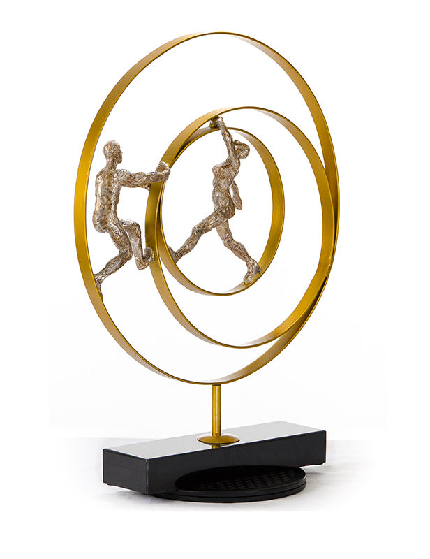 SZ0240 Modern Bronze Acrobats-Rings Sculpture