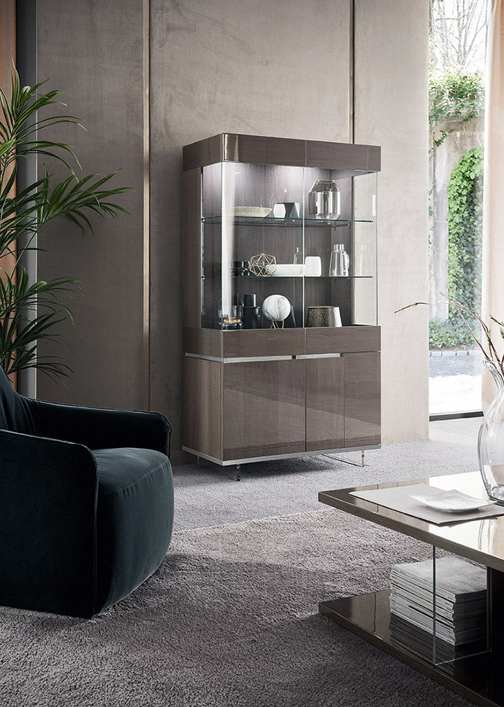 ALF Italia Athena bookcase in greige high gloss
