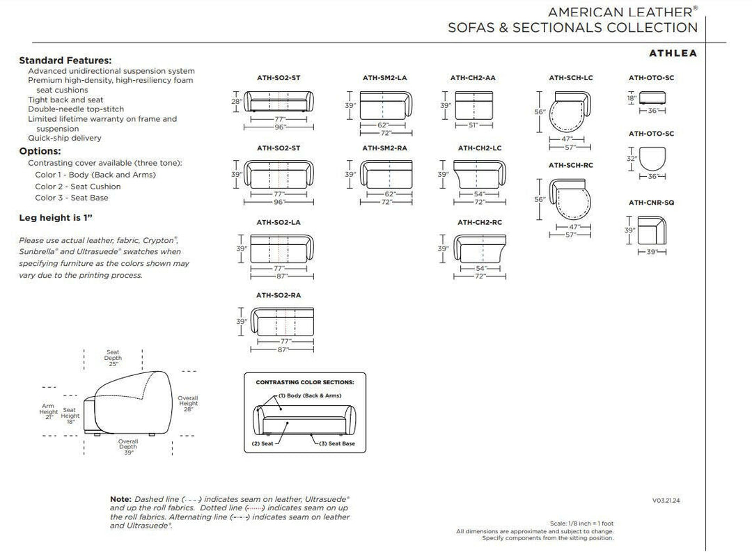 American Leather Athlea Sofa with Round Chaise at   Contempo Furniture  Contempo Furniture Athlea Sofa with Round Chaise American Leather.
