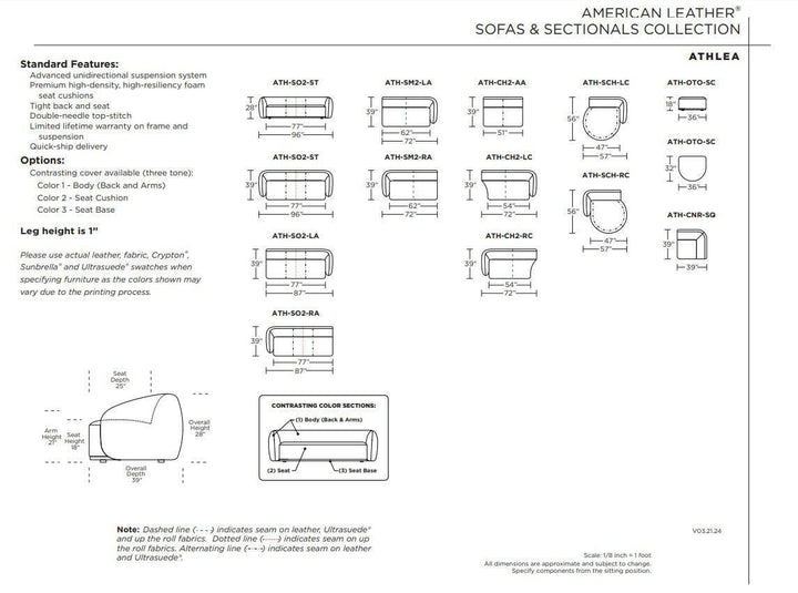 American Leather Athlea Sofa with Round Chaise at   Contempo Furniture  Contempo Furniture Athlea Sofa with Round Chaise American Leather.